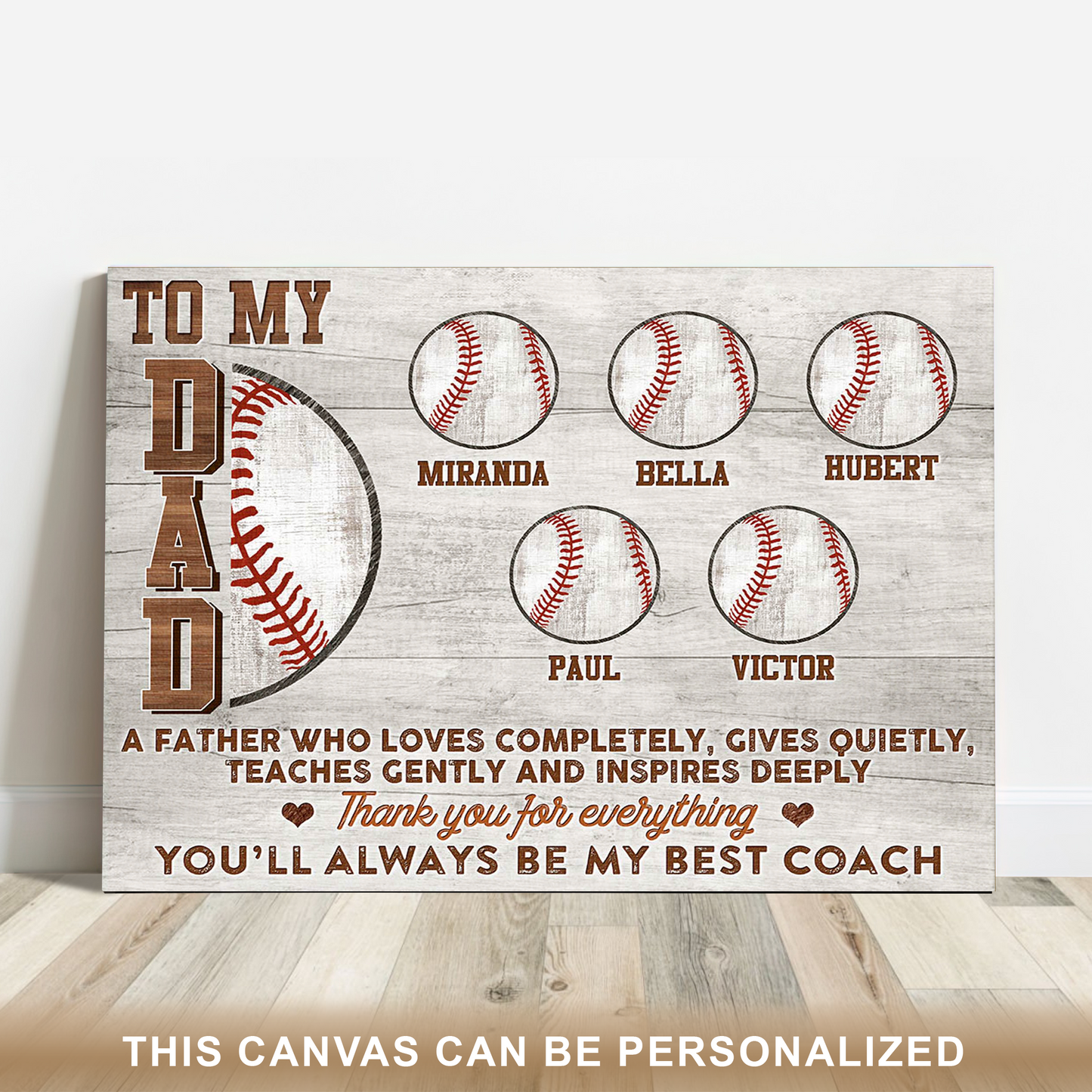 Baseball Wall Decor For Father’s Day Gift Dad Who Loves Baseball, Custom Family Wall Art For Thanksgiving, Christmas