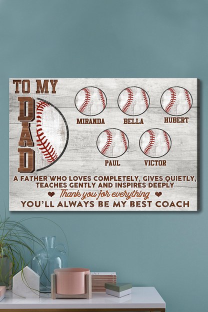 Baseball Wall Decor For Father’s Day Gift Dad Who Loves Baseball, Custom Family Wall Art For Thanksgiving, Christmas