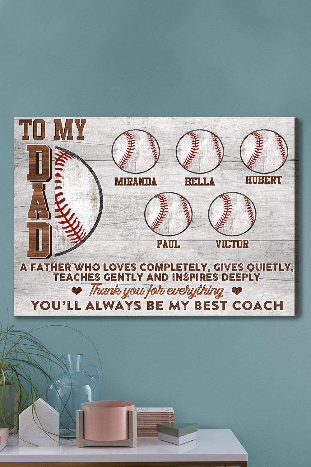 Baseball Wall Decor For Father's Day Gift Dad Who Loves Baseball, Cust -  Cerigifts
