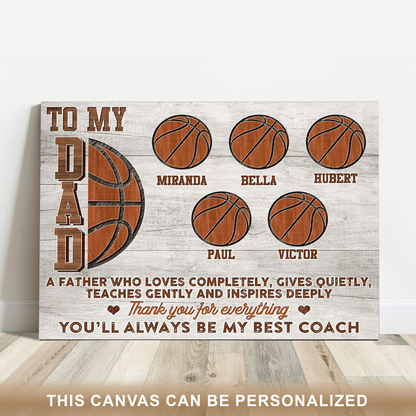 Basketball Wall Decor For Father’s Day Gift Dad Who Loves Basketball, Personalized Family Canvas For Thanksgiving, Christmas