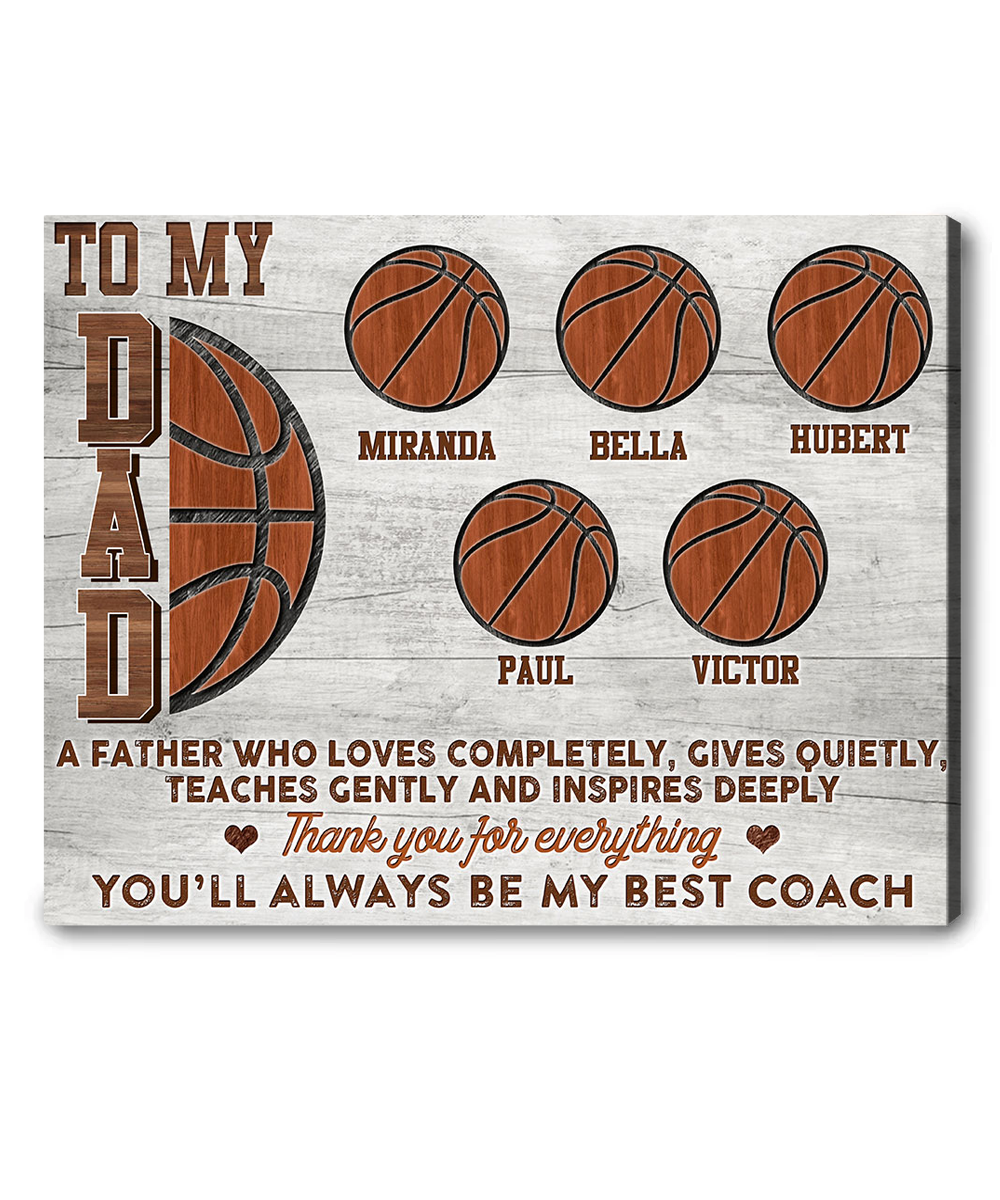 Basketball Wall Decor For Father’s Day Gift Dad Who Loves Basketball, Personalized Family Canvas For Thanksgiving, Christmas