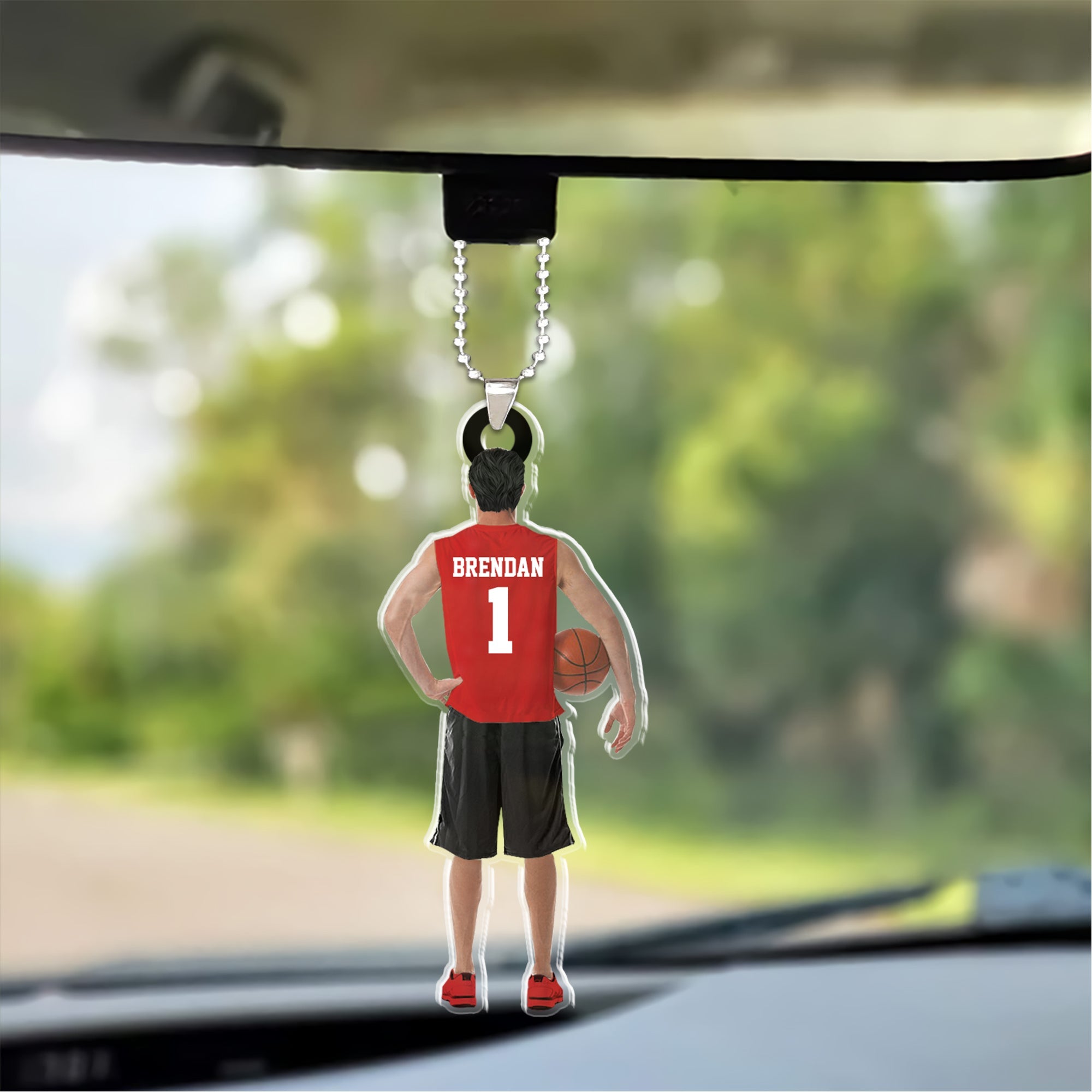 Personalized Basketball Man Car Ornament, Basketball Boy Holding Car Ornament, Basketball Team Gift For Basketball Lovers