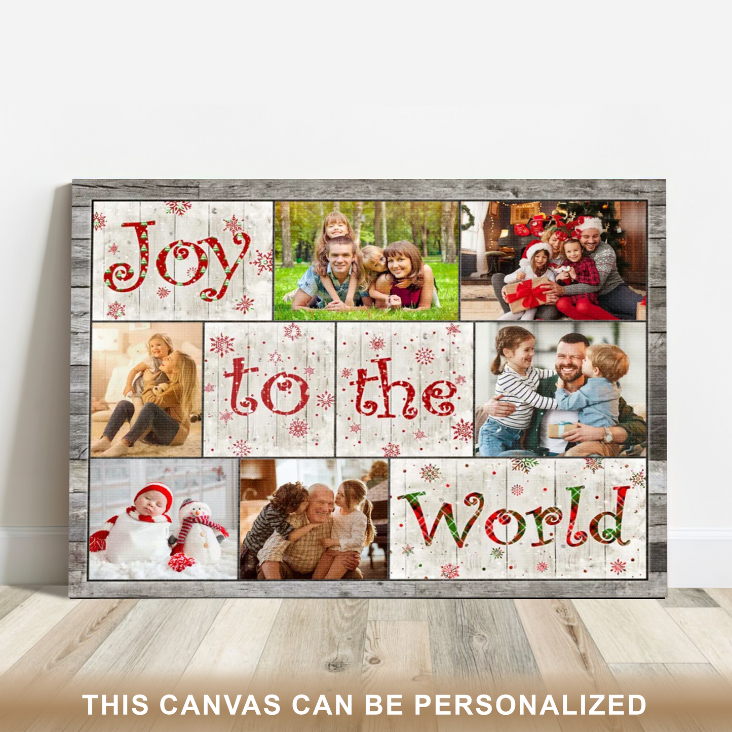 Christmas Family Wall Art Decor With Family Moments Photos, Personalized Family Canvas Print For Living Room, Bedroom, Kitchen