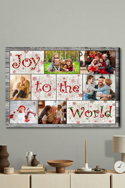 Christmas Family Wall Art Decor With Family Moments Photos, Personalized Family Canvas Print For Living Room, Bedroom, Kitchen