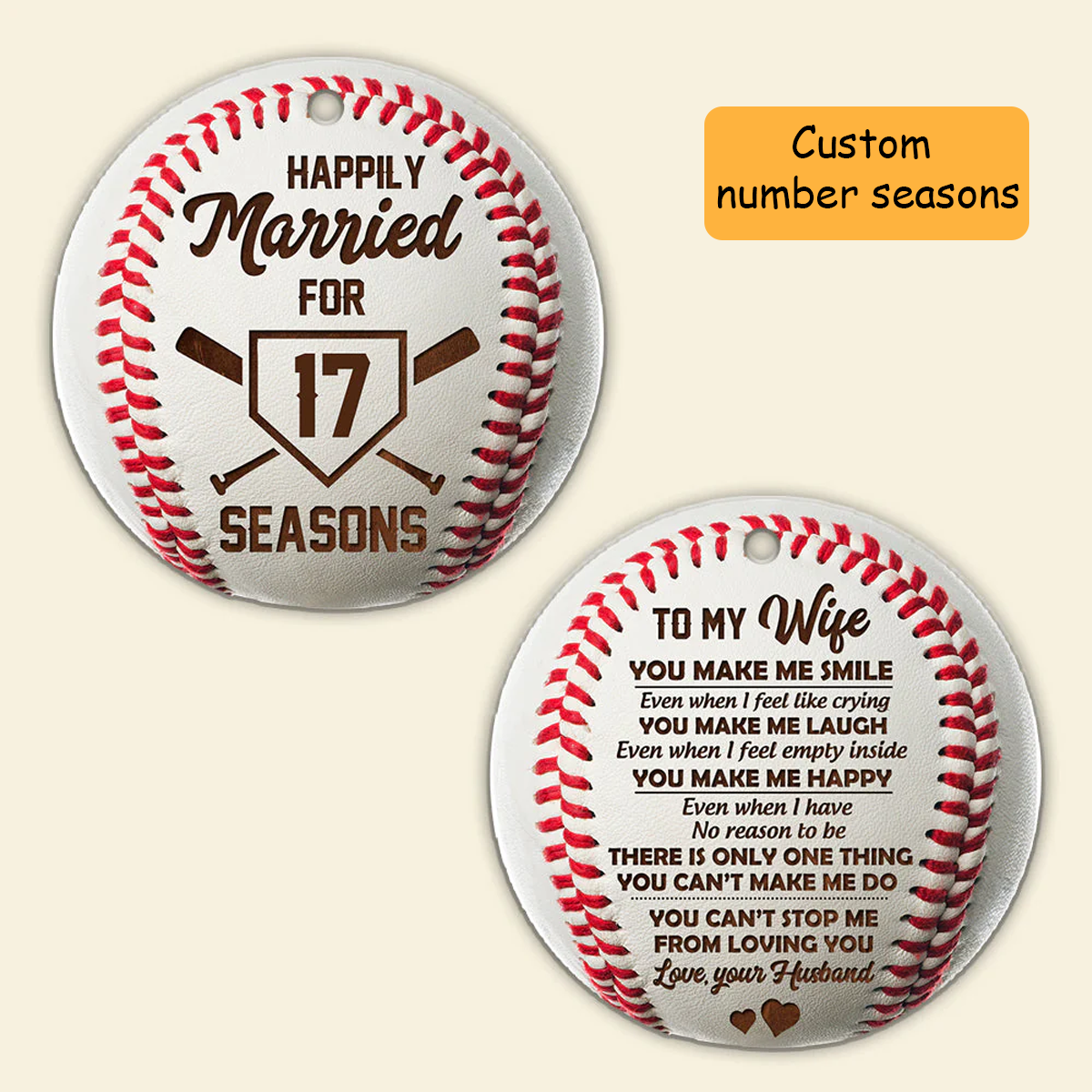 Custom Baseball Season Happily Married Acrylic Ornament To Wife, Custom Christmas Ornament Gift For Couple, Wife