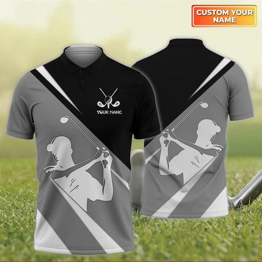 Customized Golf Men Polo Shirt, Golf Shot, Personalized Name Polo Shirt For Men - Perfect Gift For Golf Lovers, Golfers - Cerigifts