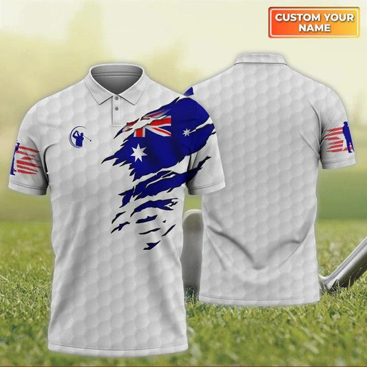 Customized Golf Polo Shirt, Australian Flag Personalized Name Polo Shirt For Men - Perfect Gift For Golf Lovers, Golfers - Cerigifts