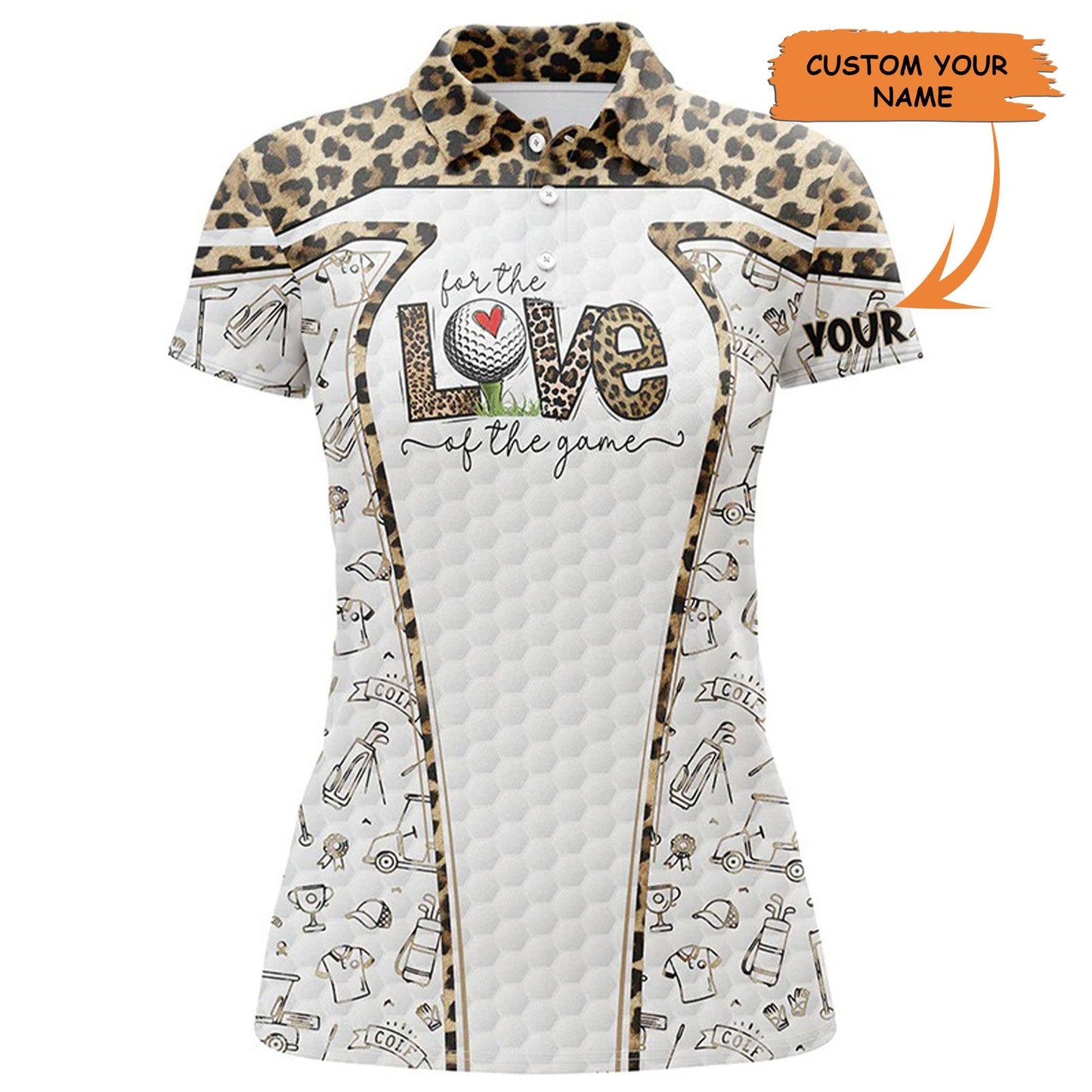 Customized Golf Women Polo Shirts, Personalized The Love Of The Game Leopard Pattern Golf Shirts - Perfect Gift For Ladies, Golf Lovers, Golfers - Cerigifts