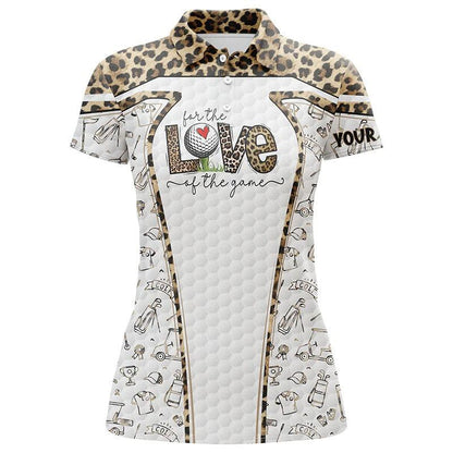 Customized Golf Women Polo Shirts, Personalized The Love Of The Game Leopard Pattern Golf Shirts - Perfect Gift For Ladies, Golf Lovers, Golfers - Cerigifts