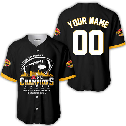 Customized Kansas City Football 2024-2025 AFC Champions 2 Sided Sweatshirt Skyline, American Football Champs Outfit For Football Fans - AOP