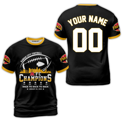 Customized Kansas City Football 2024-2025 AFC Champions 2 Sided Sweatshirt Skyline, American Football Champs Outfit For Football Fans - AOP
