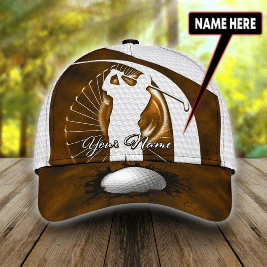 Customized Name Goft Classic Cap, Personalized Name Golf Classic Cap, Golf Brown Color Golf For Men - Perfect Gift For Golf Lovers, Golfers - Cerigifts