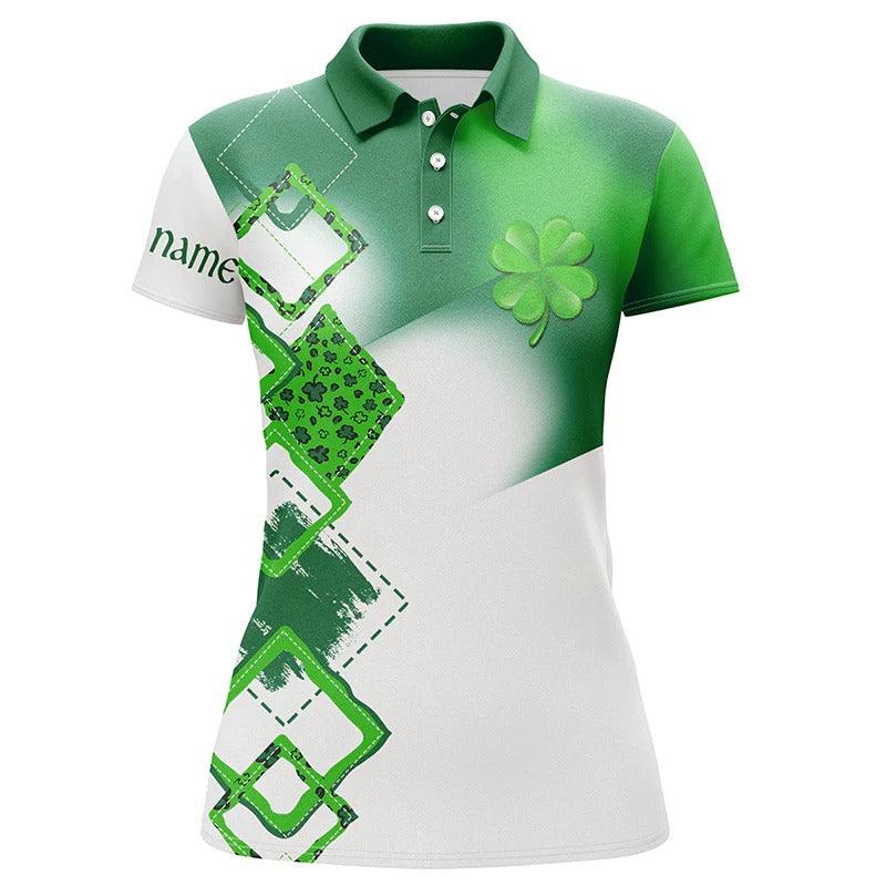 Customized Name Golf Women Polo Shirts, Personalized Green Clover St Patrick Day Golf Polo Shirts - Perfect Gift For Ladies, Golfers, Golf Lovers - Cerigifts