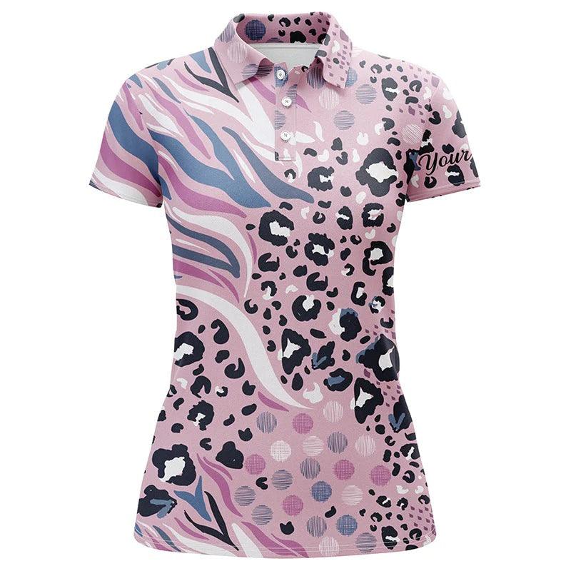 Customized Name Golf Women Polo Shirts, Personalized Pastel Purple Animal Leopard Skin Prints Shirts - Perfect Gift For Ladies, Golfers, Golf Lovers - Cerigifts