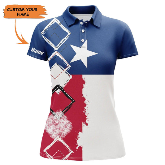 Customized Name Golf Women Polo Shirts, Texas Flag Patriot Personalized Women Golf Polo Shirts - Perfect Gift For Ladies, Golf Lovers, Golfers - Cerigifts