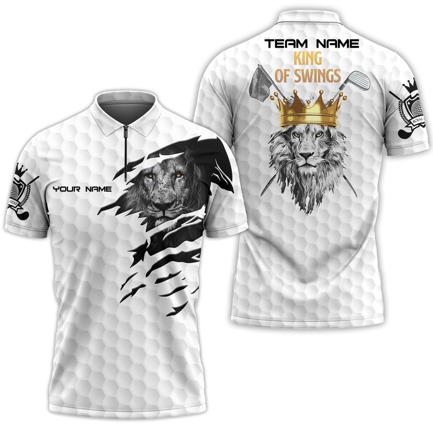 Personalized King Of Swings Lion Golf Zip Polo Shirt, I'd Tap That Golf Custom Shirt For Golf Players, Gift For Golfers