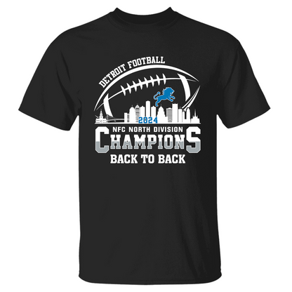Detroit Football 2024 NFC North Division Champions Skyline Back To Back Long Sleeve Shirt, NFC North Champs Apparel For Football Fans