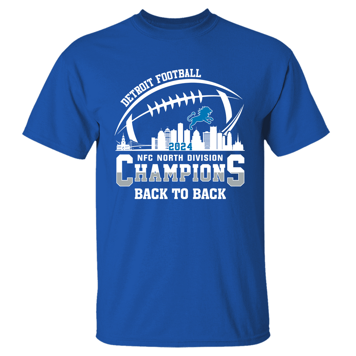 Detroit Football 2024 NFC North Division Champions Skyline Back To Back Long Sleeve Shirt, NFC North Champs Apparel For Football Fans