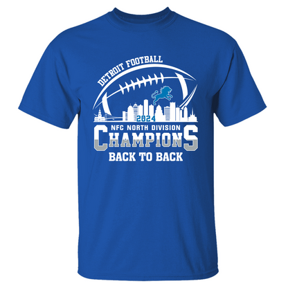 Detroit Football 2024 NFC North Division Champions Skyline Back To Back Long Sleeve Shirt, NFC North Champs Apparel For Football Fans