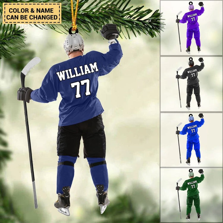 Personalized Ice Hockey Player Winning Acrylic Ornament, Best Christmas Gift For Hockey Players, Son, Grandson