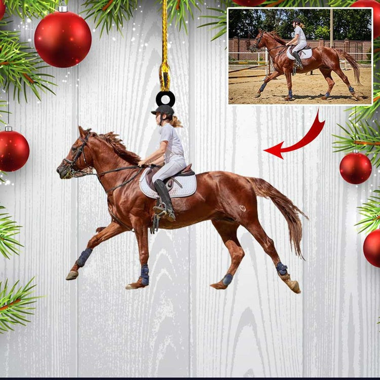 Custom Photo Girl Horseback Acrylic Ornament, Christmas Gift For Horse Girl, Him and Her, Son And Daughter