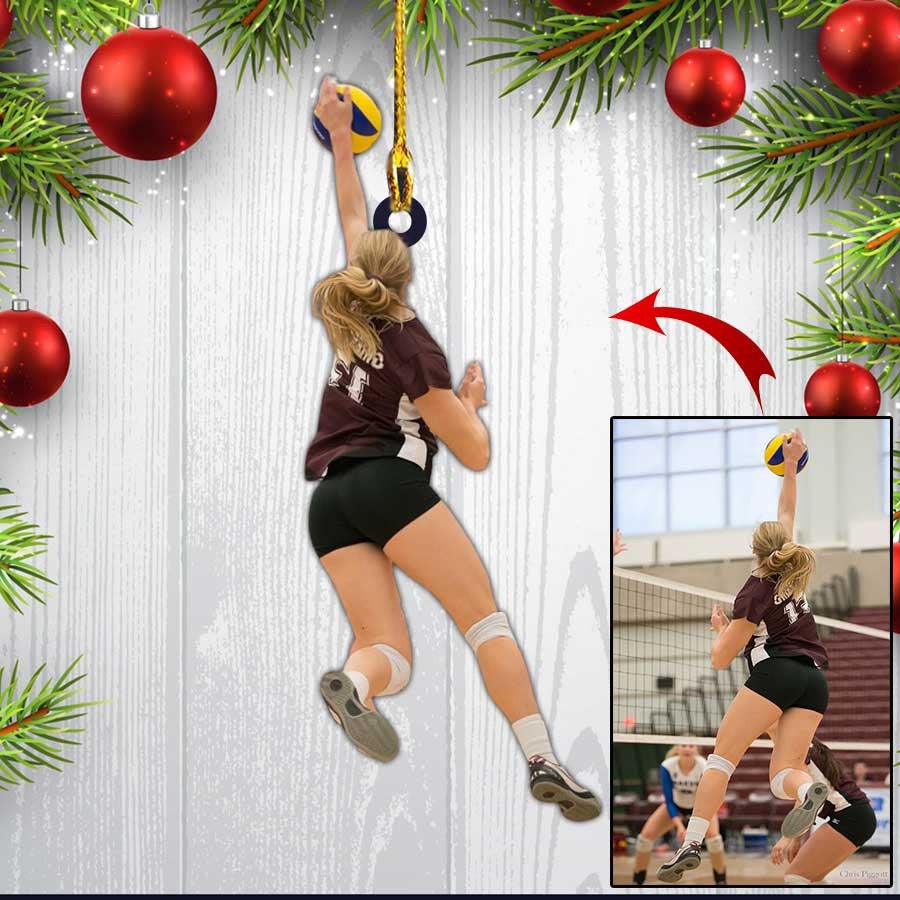 Custom Photo Volleyball Women Acrylic Ornament, Christmas Gift For Daughter, Granddaughter