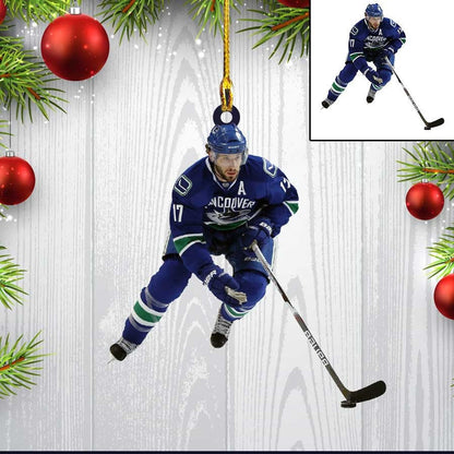 Custom Photo Ice Hockey Players Acrylic Ornament For Men, Dad, Son, Custom Christmas Gift Hockey Ornament