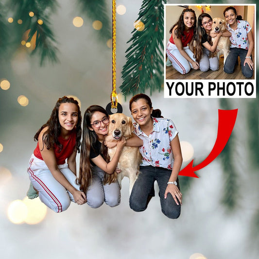 Friends And Dogs Cute Custom Photo Acrylic Ornament, Best Christmas Gift For Friends, Dog Lovers