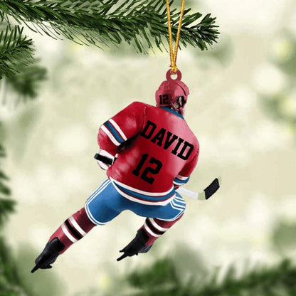 Personalized Ice Hockey Player Christmas Ornament - Great Gift Idea For Ice Hockey Lovers