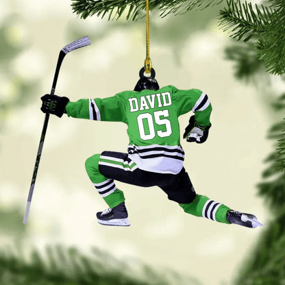 Personalized Hockey Players Acrylic Ornament, Custom Christmas Ornament Gift For Hockey, Gift For Son