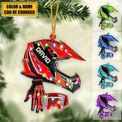 Personalized Dirt Bike Set Full Face Christmas Light Ornament, Custom Shape Ornament Christmas