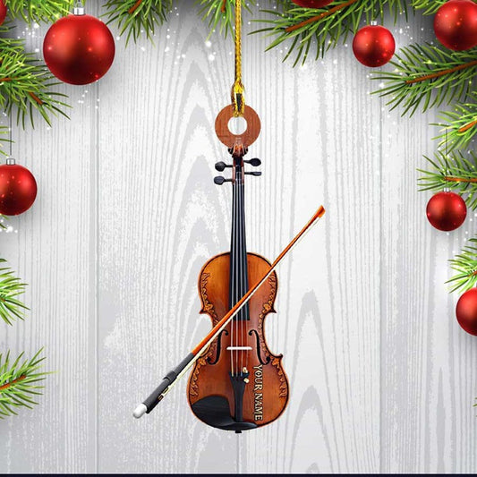 Custom Name Violin Flat Acrylic Ornament, Custom Christmas Ornament Gift For Violin Lovers