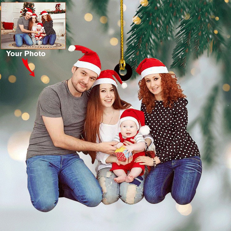 Custom Photo Family For Christmas Acrylic Ornament - Christmas Gift For Family, Home Decor