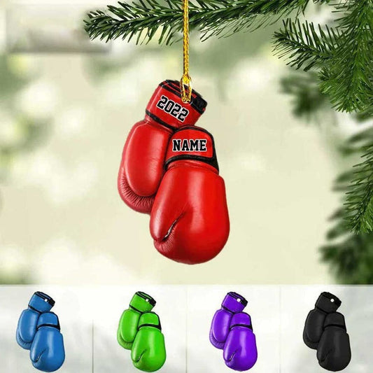Personalized Boxing Glove Flat Acrylic Ornament, Custom Christmas Ornament Gift For Boxer, Boxing Lovers