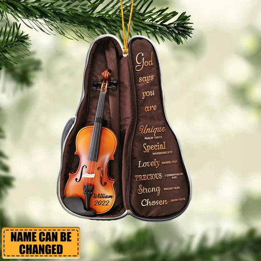 Personalized Violin Bag God Says You Are Christmas Ornament, Custom Name Acrylic Ornament for Violin Players