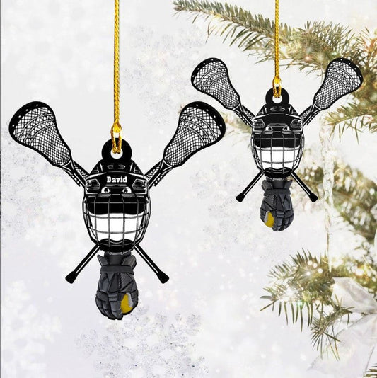Custom Name Lacrosse Stick Flat Acrylic Ornament, Custom Christmas Ornament Gift For Lacrosse Lovers