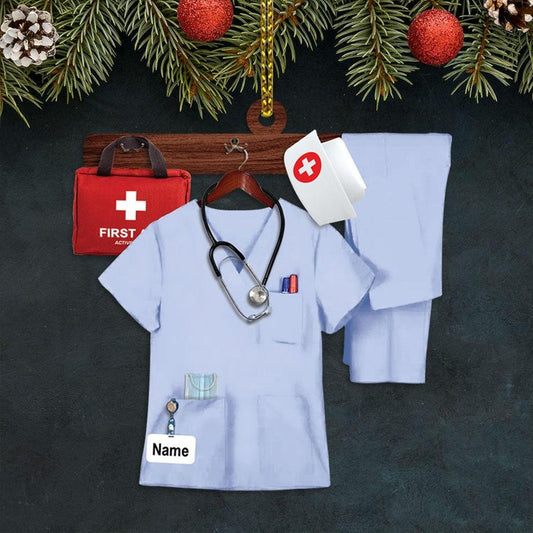 Custom Name Nurse Uniform Acrylic Ornament, Custom Christmas Ornament Gift For Nurse, Son, Daughter