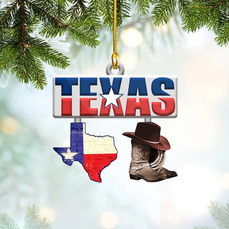 Texas State Lovers Acrylic Ornament, Custom Christmas Ornament Gift For Texas Lovers