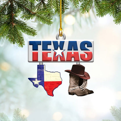 Texas State Lovers Acrylic Ornament, Custom Christmas Ornament Gift For Texas Lovers