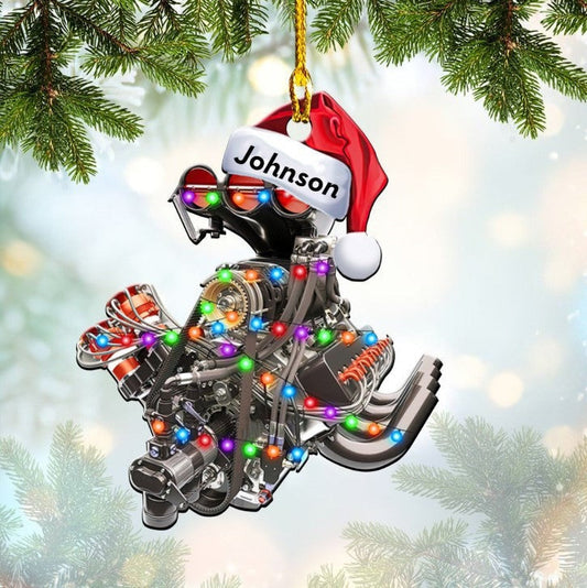 Custom Name Drag Racing Christmas Acrylic Ornament, Custom Christmas Ornament Gift For Drag Racing Lovers