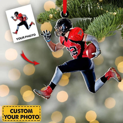 Custom Football Player Acrylic Ornament, Personalized Gift for Football Lovers, Custom Photo Ornament For Football Fans