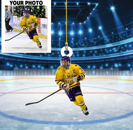 Custom Ice Hockey Photo Acrylic Ornament, Custom Sport Photo Ornament, Christmas Ornament Gift, Custom Shape Ornament