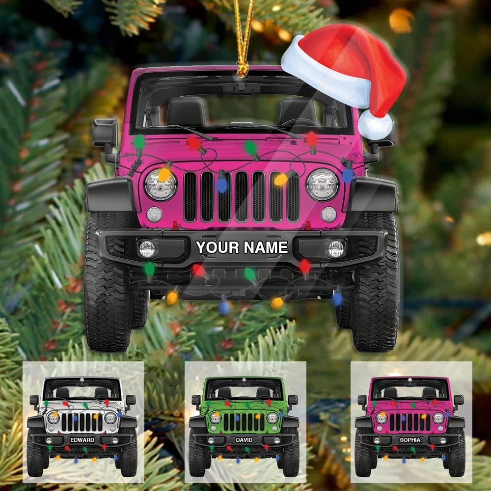 Personalized Jeep Off-Road Christmas Acrylic Ornament, Custom Christmas Ornament Gift For Off-Road Lovers