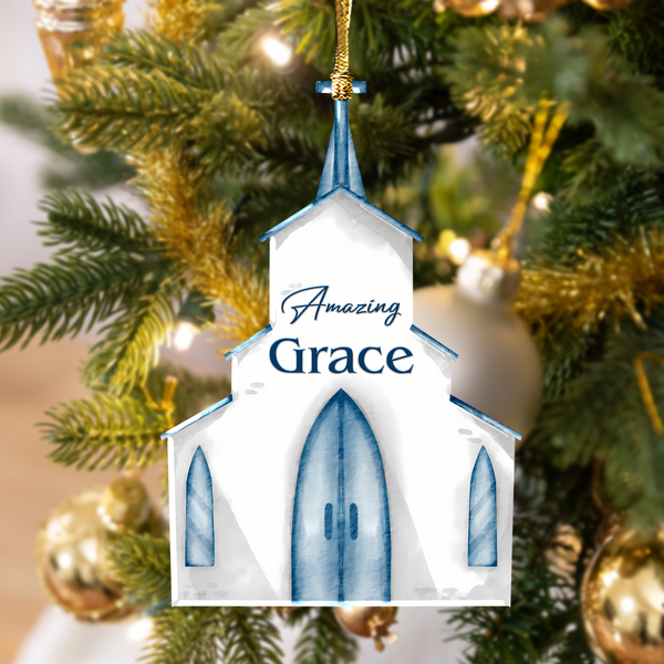 Amazing Grace Church Acrylic Ornament, Perfect Christmas Gift For Family, Friends