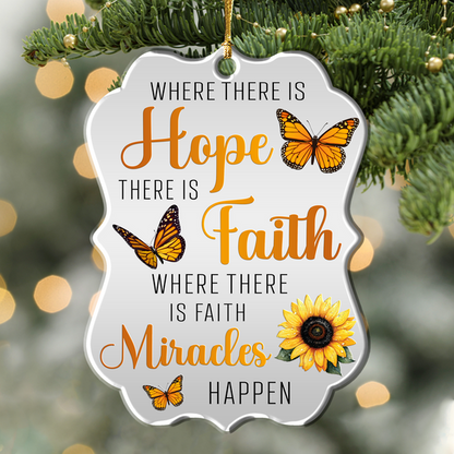 Sunflower Monarch Butterfly Hope Faith Miracles Acrylic Ornament, Perfect Christmas Gift For Family, Friends