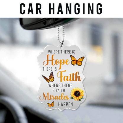 Sunflower Monarch Butterfly Hope Faith Miracles Acrylic Ornament, Perfect Christmas Gift For Family, Friends