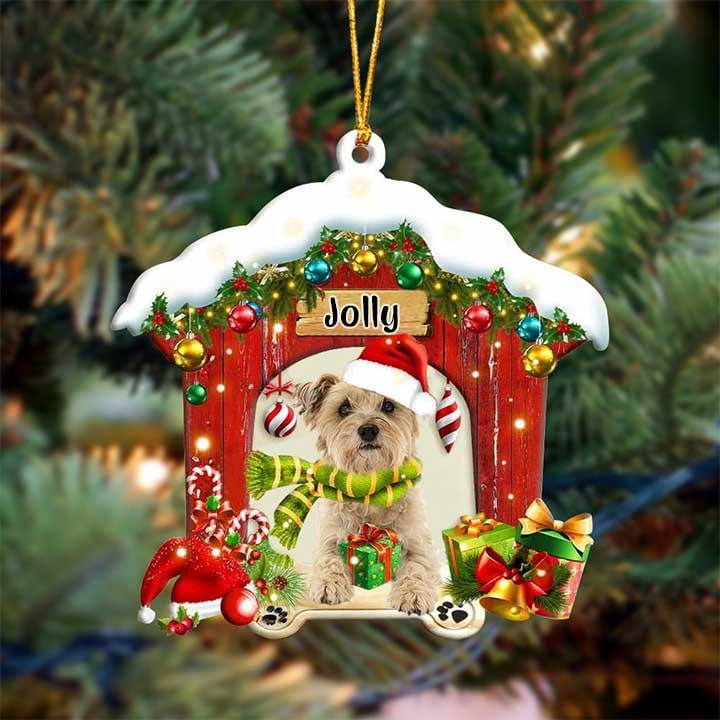 Personalized Name Cairn Terrier In Red Wood House Acrylic Ornament Christmas Gift For Dog Lovers, Dog Mom