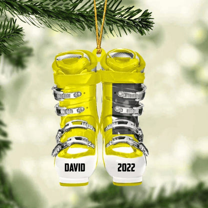 Personalized Skiing Roller Skate Christmas Acrylic Ornament, Custom Name Acrylic Ornament For Snowboarding Player