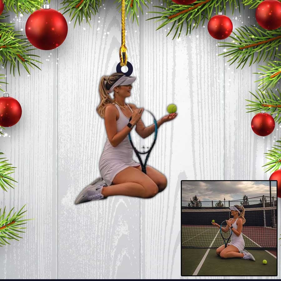 Custom Photo Tennis Player Acrylic Ornament, Custom Christmas Ornament Gift For Tennis Lovers