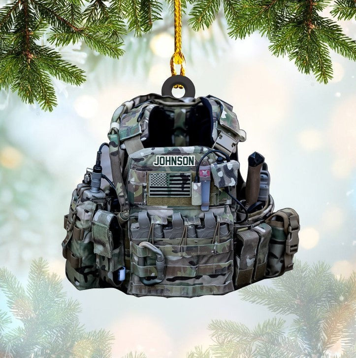 Personalized Army Military Uniform Acrylic Ornament, Custom Name Shape Ornament For Army
